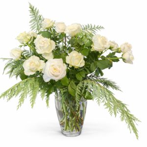 arreglo de rosas blancas “pure elegance” en florero